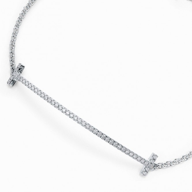 ★1129新品★Tiffany ティファニー T スマイル ブレスレット ホワイトゴールドにダイヤモンド GRP09051