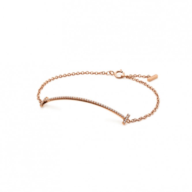 ★1129新品★Tiffany ティファニー T スマイル ブレスレット ローズゴールドにダイヤモンド GRP09052