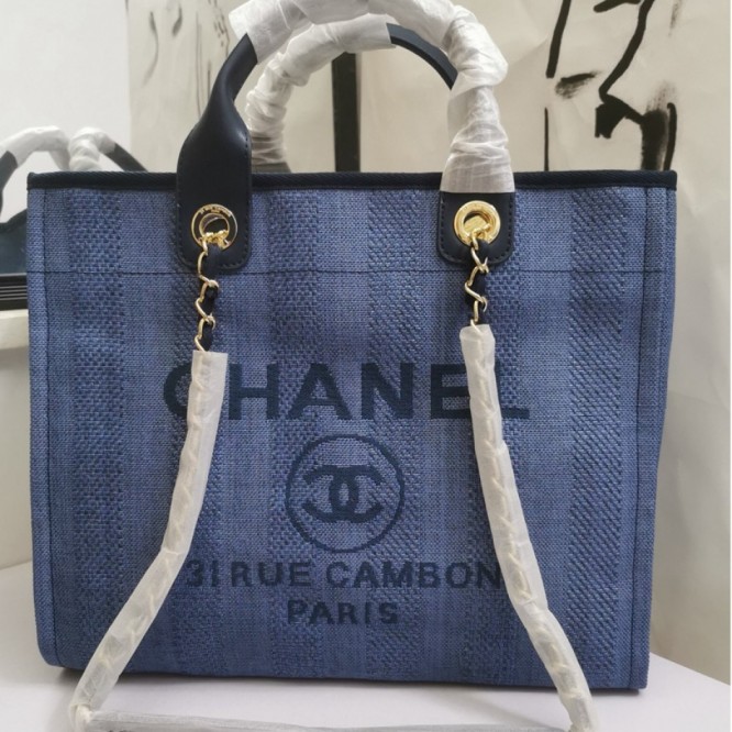 CHANELビーチキャンバスバッグキャンバストートショッピングバッグ