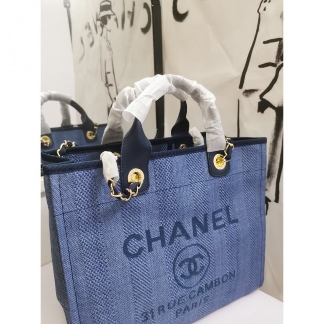 CHANELビーチキャンバスバッグキャンバストートショッピングバッグ