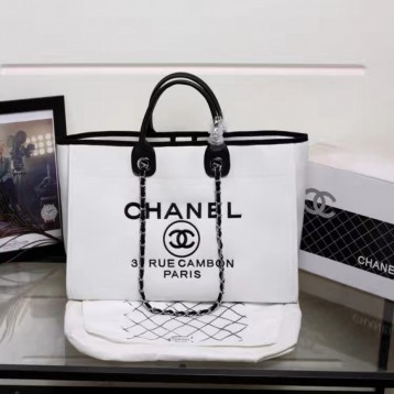 CHANELビーチキャンバスバッグキャンバストートショッピングバッグ
