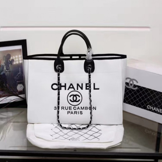 CHANELビーチキャンバスバッグキャンバストートショッピングバッグ