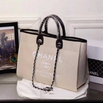 CHANELビーチキャンバスバッグキャンバストートショッピングバッグ