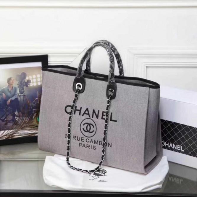 CHANELビーチキャンバスバッグキャンバストートショッピングバッグ