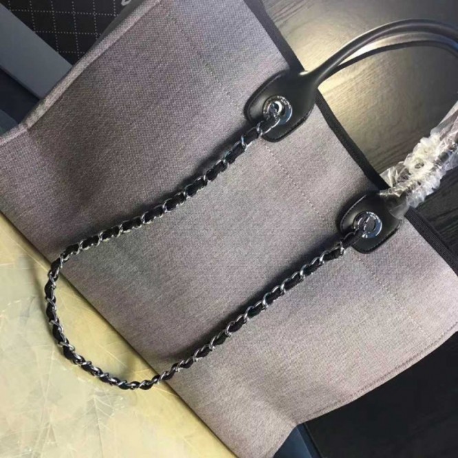 CHANELビーチキャンバスバッグキャンバストートショッピングバッグ