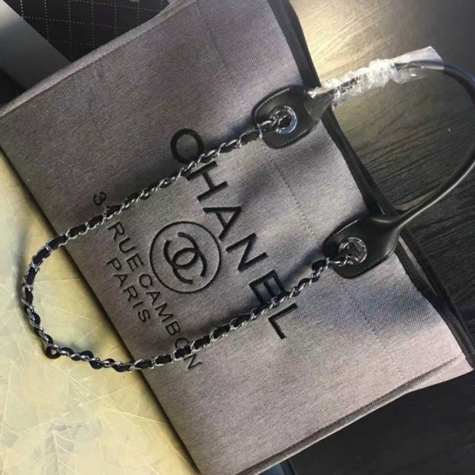 CHANELビーチキャンバスバッグキャンバストートショッピングバッグ