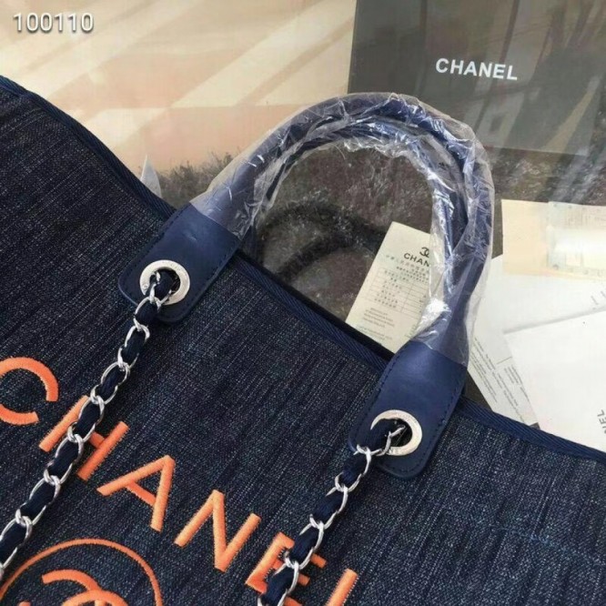 CHANELビーチキャンバスバッグキャンバストートショッピングバッグ