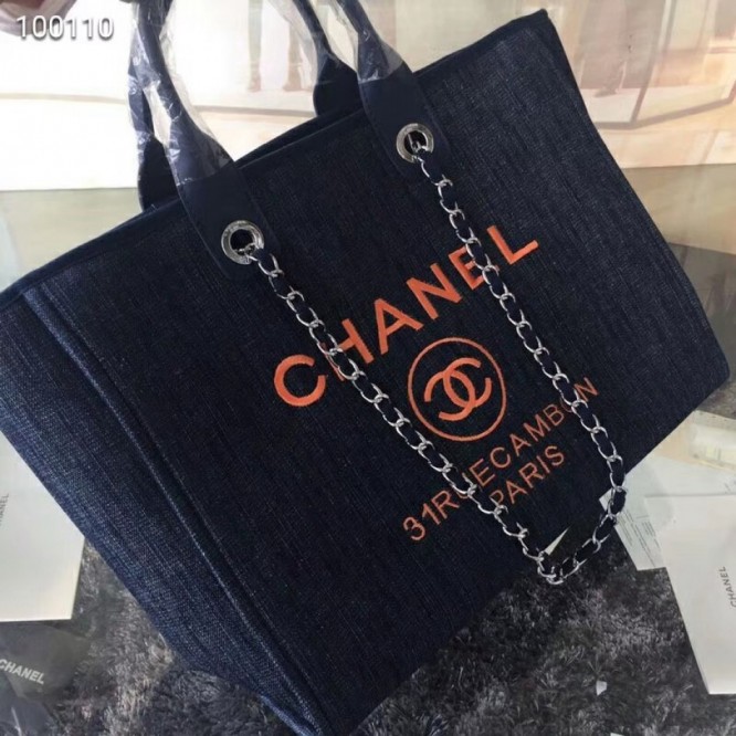 CHANELビーチキャンバスバッグキャンバストートショッピングバッグ