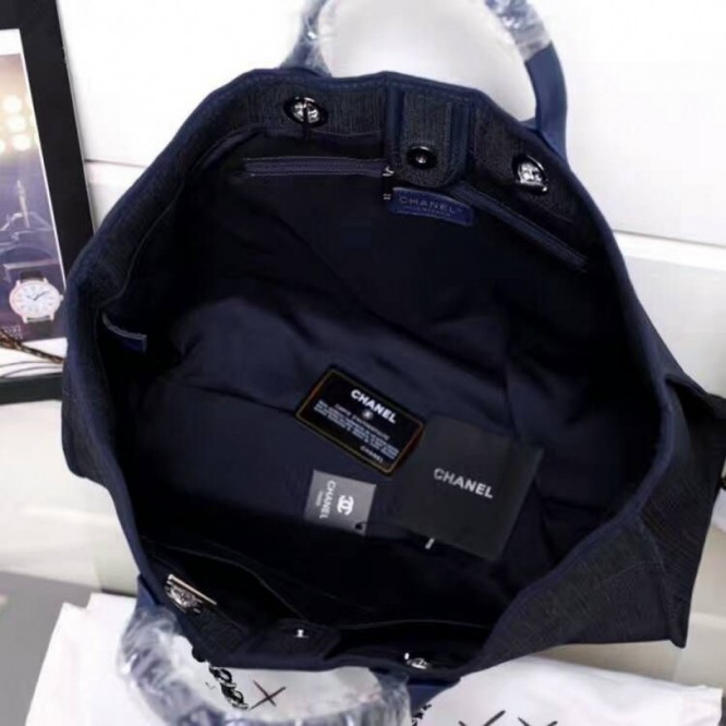 CHANELビーチキャンバスバッグキャンバストートショッピングバッグ