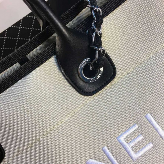 CHANELビーチキャンバスバッグキャンバストートショッピングバッグ