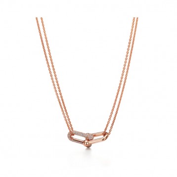 ★新品★Tiffany ティファニー ハードウェア ダブルリンク ペンダント パヴェ ダイヤモンド 18K ローズゴールド 68692512