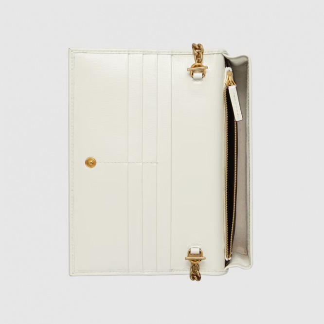 【セレブ愛用☆】GUCCI グッチ 〔グッチ ホースビット 1955〕チェーン付き ウォレット GGスプリーム/ホワイト レザー 621892 92TCG 9761