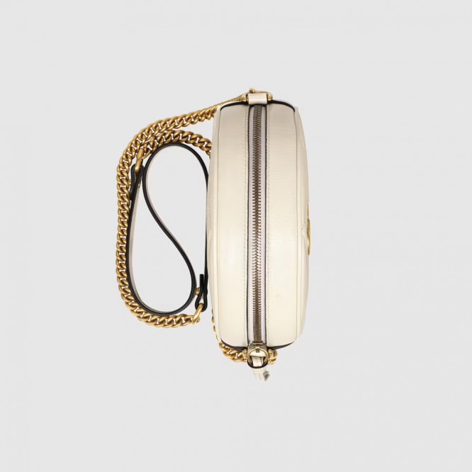 【セレブ愛用☆】GUCCI グッチ 〔GGマーモント〕ラウンド ミニ ショルダーバッグ ホワイト レザー 550154 0OLET 9022