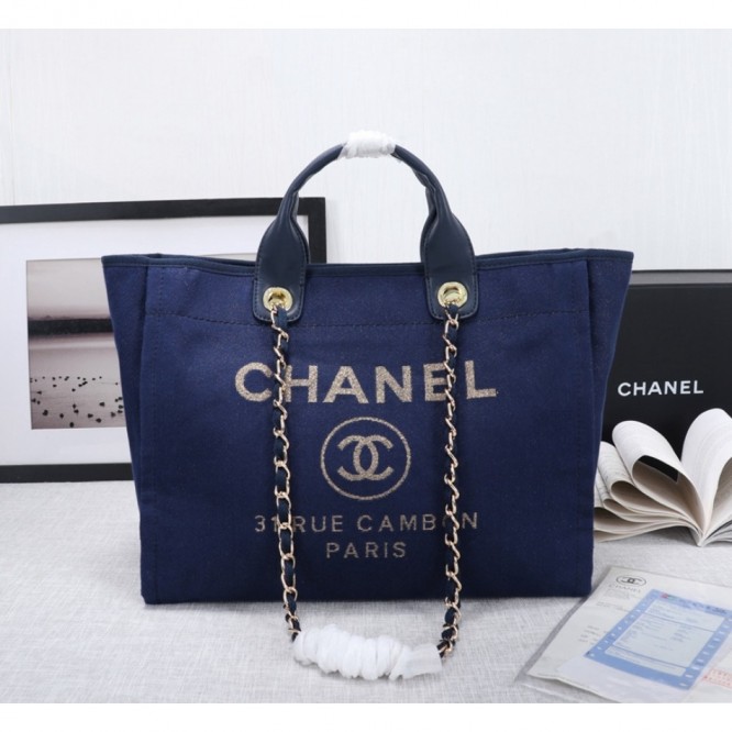 CHANELビーチキャンバスバッグキャンバストートショッピングバッグ