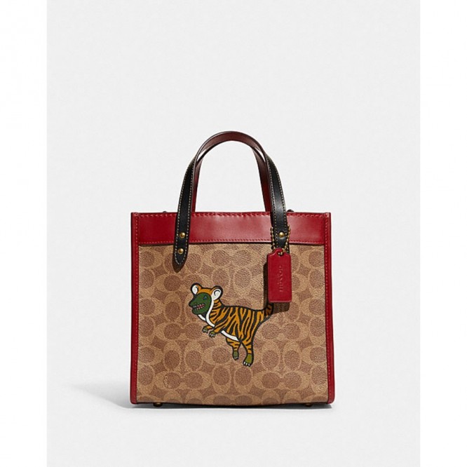 Coachコーチ・クラシックロゴキャンバスタイガーREXY旧正月コレクションアウトドアサイズ22トートバッグ