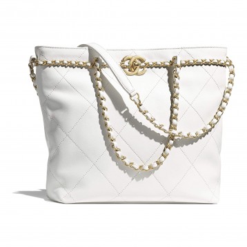 【CHANEL】スモール ショッピング バッグ チェーン ホワイト