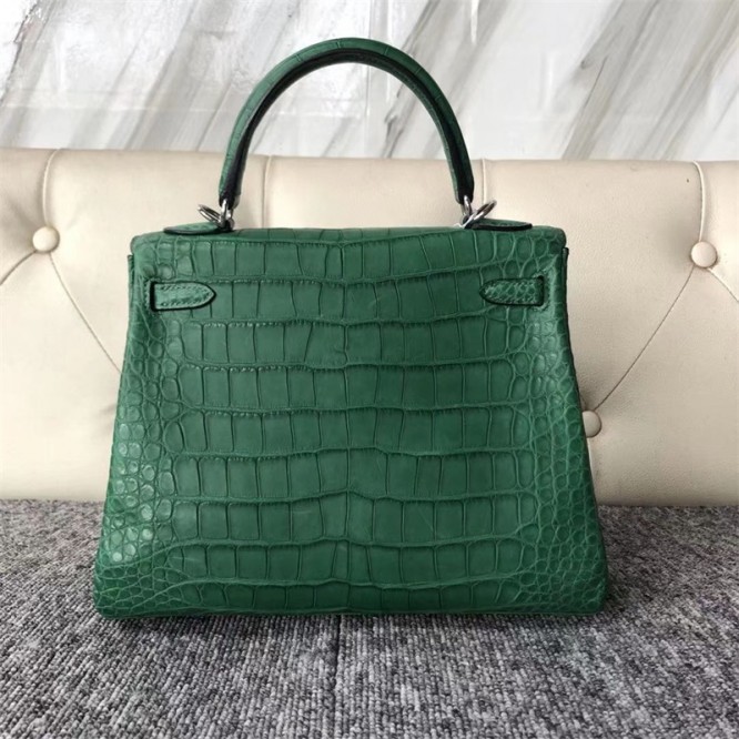 【0111更新】HERMES エルメス Kelly ケリー クロコ グリーン シルバー金具 MiniKelly ミニケリー 19cm/20cm/25cm/28cm