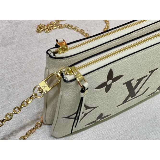 LOUIS VUITTON Monogram Empreinteポシェット ドゥーブル ジップ