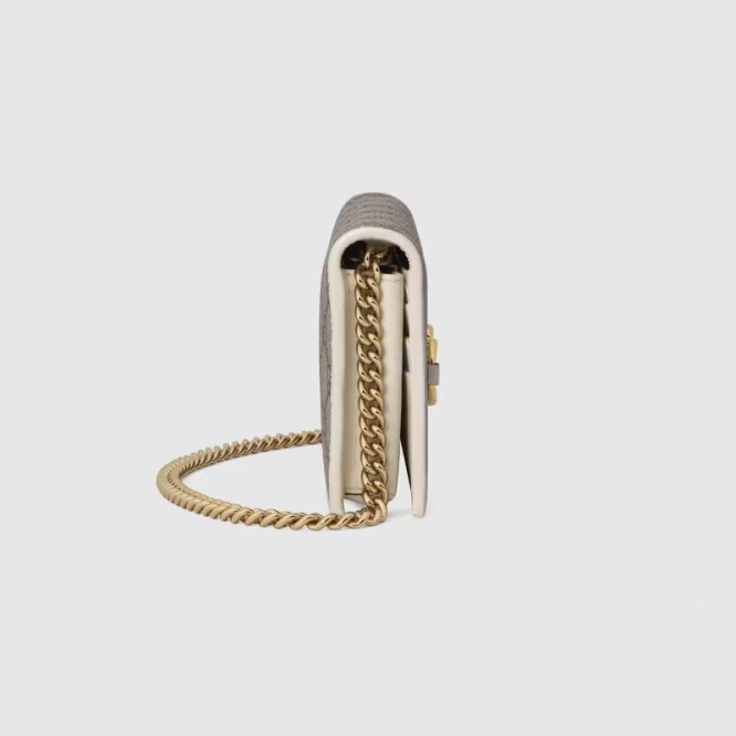 【セレブ愛用☆】GUCCI グッチ 〔グッチ ホースビット 1955〕チェーン付き ウォレット GGスプリーム/ホワイト レザー 621892 92TCG 9761