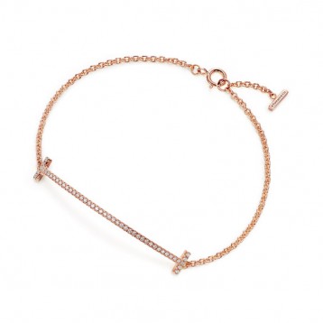 ★1129新品★Tiffany ティファニー T スマイル ブレスレット ローズゴールドにダイヤモンド GRP09052