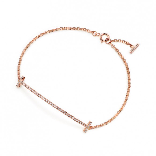 ★1129新品★Tiffany ティファニー T スマイル ブレスレット ローズゴールドにダイヤモンド GRP09052