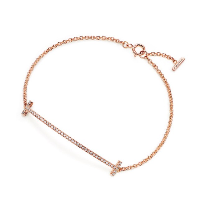 ★1129新品★Tiffany ティファニー T スマイル ブレスレット ローズゴールドにダイヤモンド GRP09052