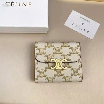 Celineトリオムスモールトリオンフレザーレットウォレット財布