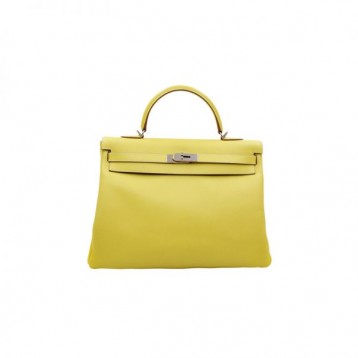 【0111更新】HERMES エルメス Kelly ケリー エプソン イエロー シルバー金具 MiniKelly ミニケリー 19cm/20cm/25cm