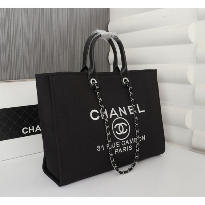 CHANELビーチキャンバスバッグキャンバストートショッピングバッグ