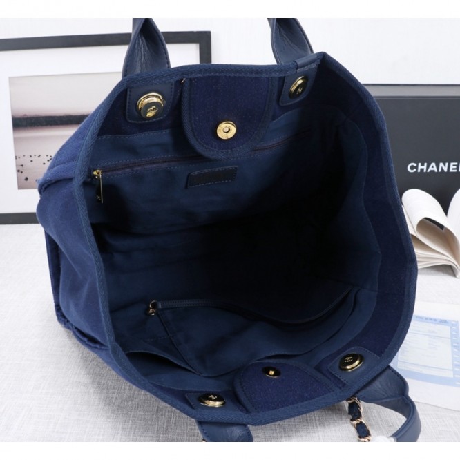 CHANELビーチキャンバスバッグキャンバストートショッピングバッグ