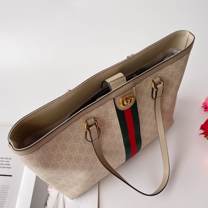 GUCCI 〉〉ウェブ ストライプ付き ミディアムトートバッグ
