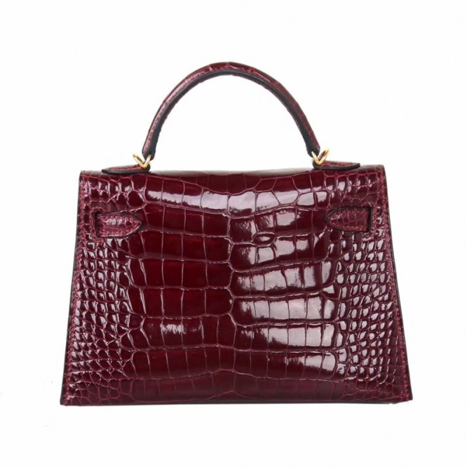 【0111更新】HERMES エルメス Kelly ケリー クロコ ワインレッド シルバー金具 MiniKelly ミニケリー 19cm/20cm/25cm/28cm