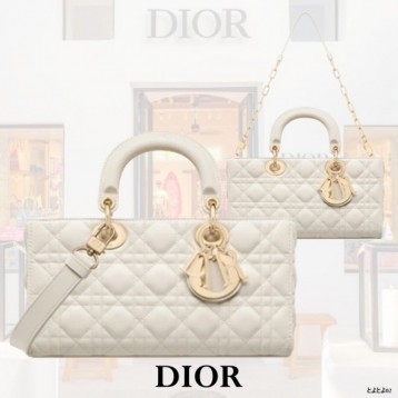 Dior バッグ《LADY D-JOY》ラテカラー Cannage ラム DHL
