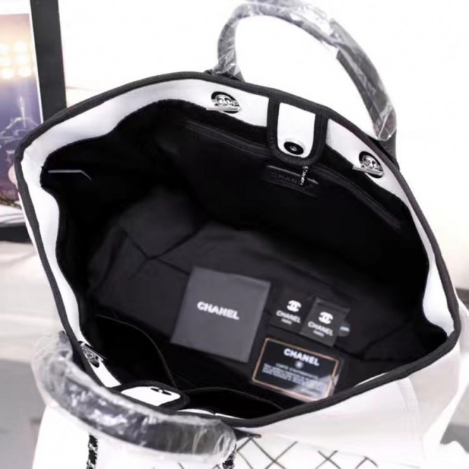 CHANELビーチキャンバスバッグキャンバストートショッピングバッグ