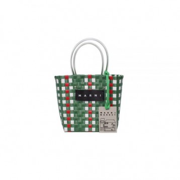【直営購入】MARNI フラワーカフェ ピクニック バッグカゴ マルニ ハンドバッグ レディース バッグ グリーン GREEN