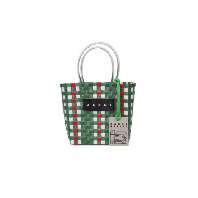 【直営購入】MARNI フラワーカフェ ピクニック バッグカゴ マルニ ハンドバッグ レディース バッグ グリーン GREEN