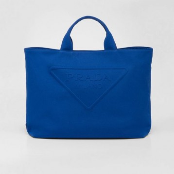 ☆大人気新作☆PRADA プラダ FROM THE RUNWAY キャンバス トートバッグ ブルー 2VG081_010_F0215_V_OLO
