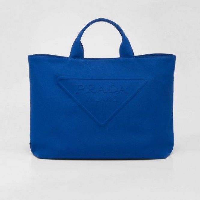 ☆大人気新作☆PRADA プラダ FROM THE RUNWAY キャンバス トートバッグ ブルー 2VG081_010_F0215_V_OLO