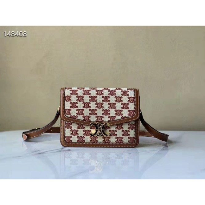 Celine刺繡生地縦型ショルダーバッグ