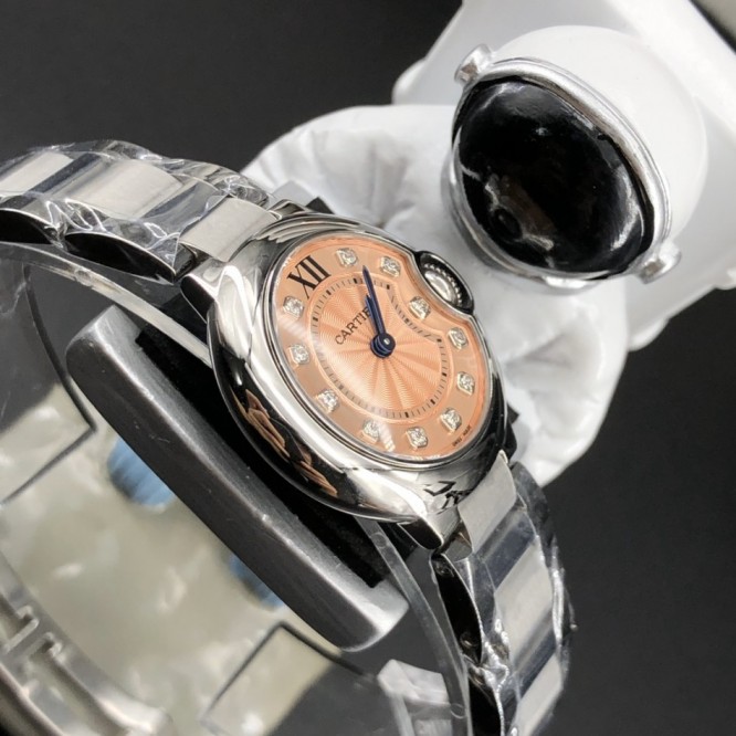 CARTIER レディースウォッチ タンクアメリカンウォッチ ミニウォッチ、クォーツムーブメント、ダイヤモンド、レザーストラップ Cartier063