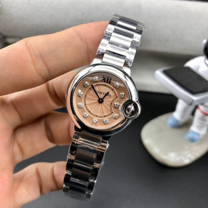 CARTIER レディースウォッチ タンクアメリカンウォッチ ミニウォッチ、クォーツムーブメント、ダイヤモンド、レザーストラップ Cartier063