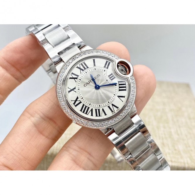CARTIER レディースウォッチ タンクアメリカンウォッチ ミニウォッチ、クォーツムーブメント、ダイヤモンド、レザーストラップ Cartier059