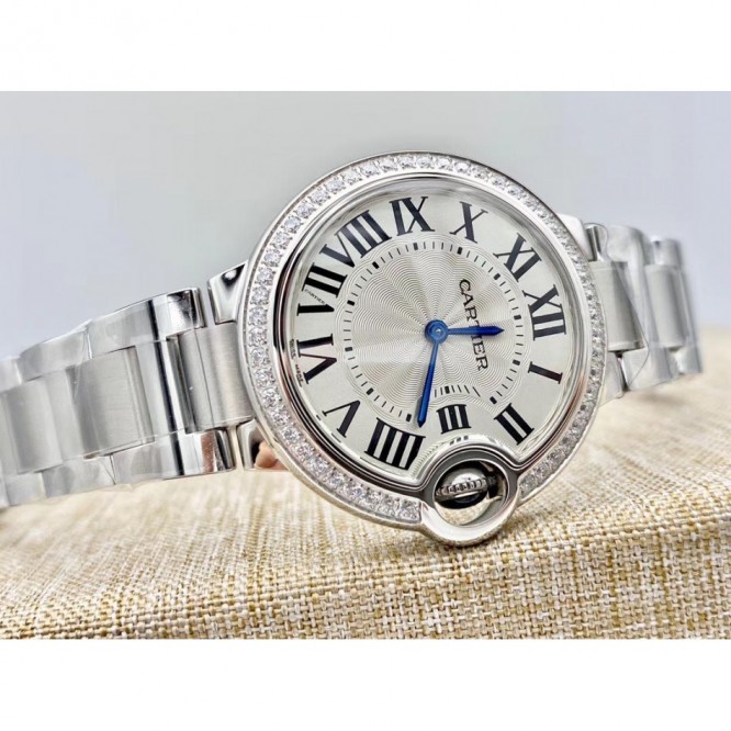 CARTIER レディースウォッチ タンクアメリカンウォッチ ミニウォッチ、クォーツムーブメント、ダイヤモンド、レザーストラップ Cartier059