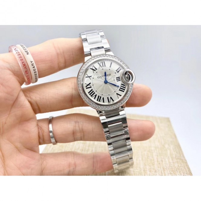 CARTIER レディースウォッチ タンクアメリカンウォッチ ミニウォッチ、クォーツムーブメント、ダイヤモンド、レザーストラップ Cartier059