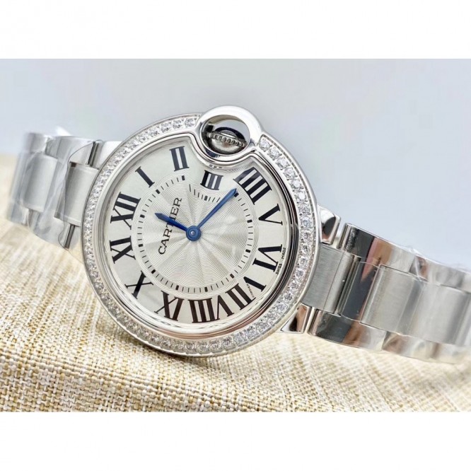 CARTIER レディースウォッチ タンクアメリカンウォッチ ミニウォッチ、クォーツムーブメント、ダイヤモンド、レザーストラップ Cartier059