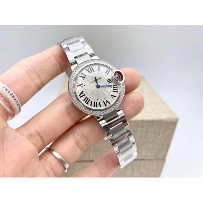 CARTIER レディースウォッチ タンクアメリカンウォッチ ミニウォッチ、クォーツムーブメント、ダイヤモンド、レザーストラップ Cartier059