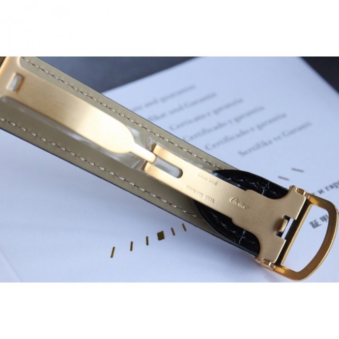 CARTIER レディースウォッチ タンクアメリカンウォッチ ミニウォッチ、クォーツムーブメント、ダイヤモンド、レザーストラップ Cartier051