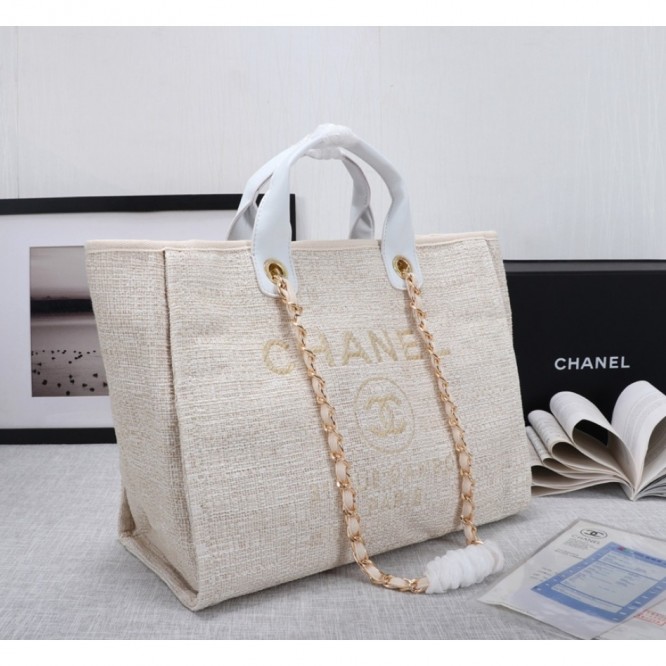 CHANELビーチキャンバスバッグキャンバストートショッピングバッグ
