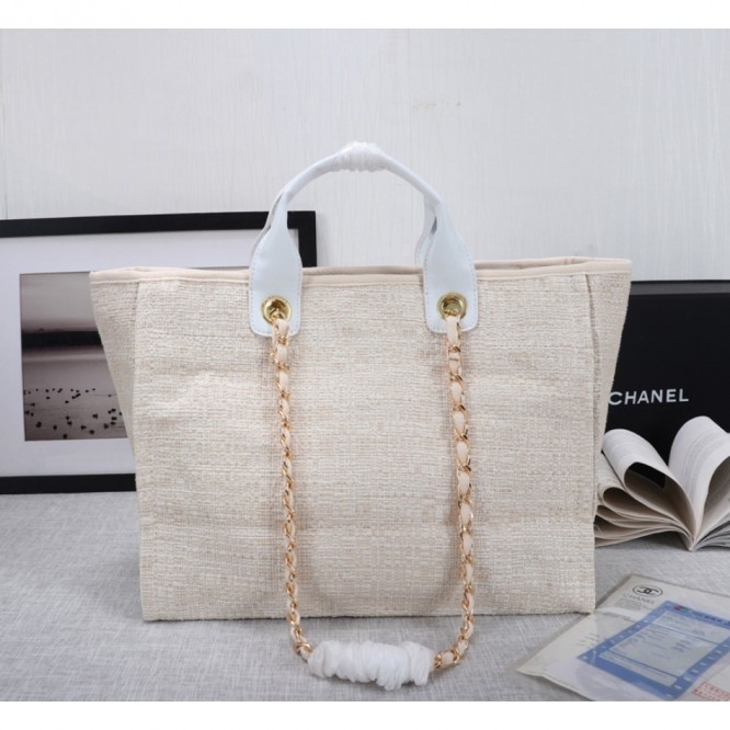 CHANELビーチキャンバスバッグキャンバストートショッピングバッグ