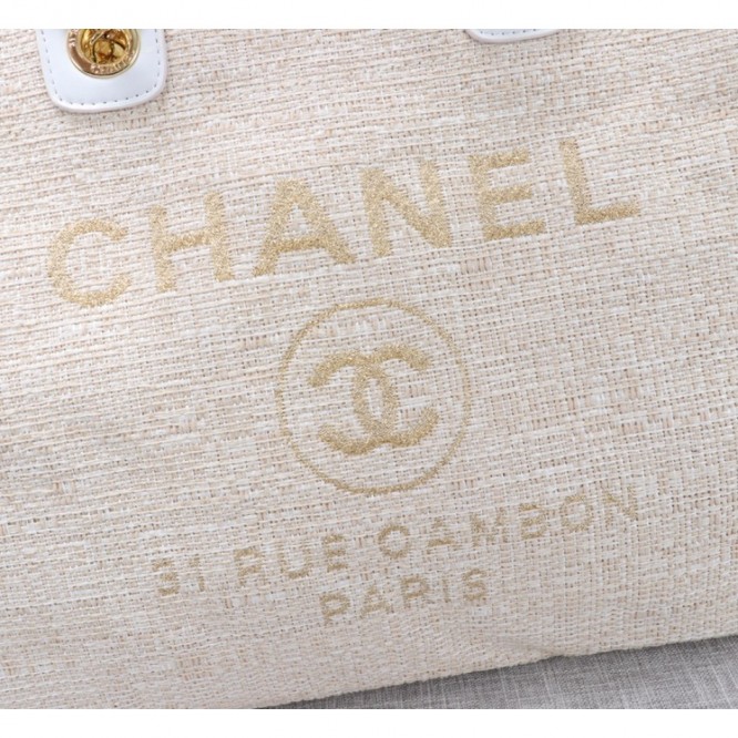 CHANELビーチキャンバスバッグキャンバストートショッピングバッグ